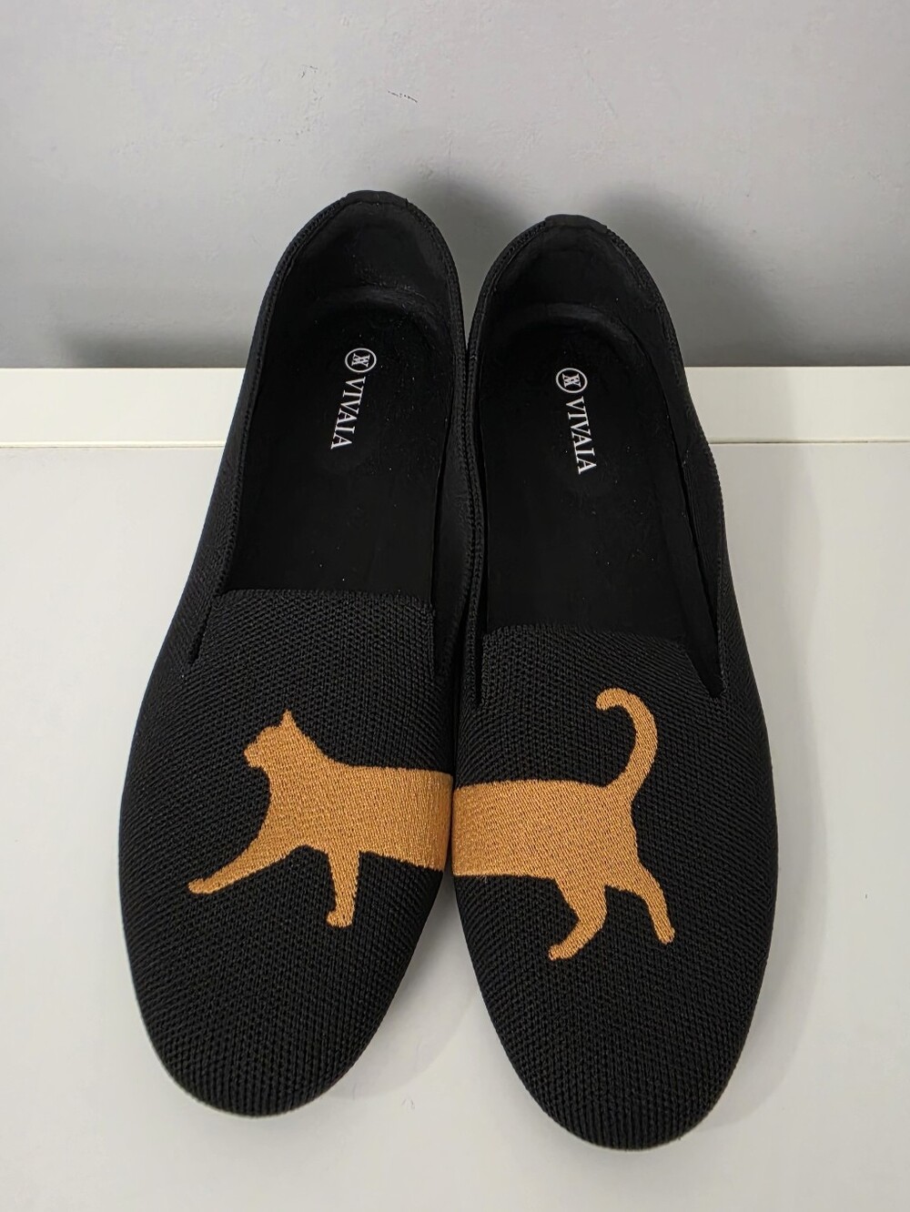 VIVAIA Audrey Round-Toe Cat Embroidered Loafers Size EU 42 US 10.5–11
